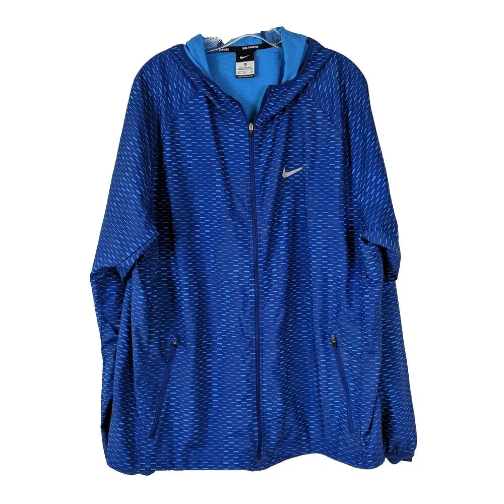 Nike Tech Windrunner Full Zip Jacket Men Size XL Hooded Digital Print Blue